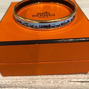 AUTH Hermès Blue Black Horse Carriage Bracelet